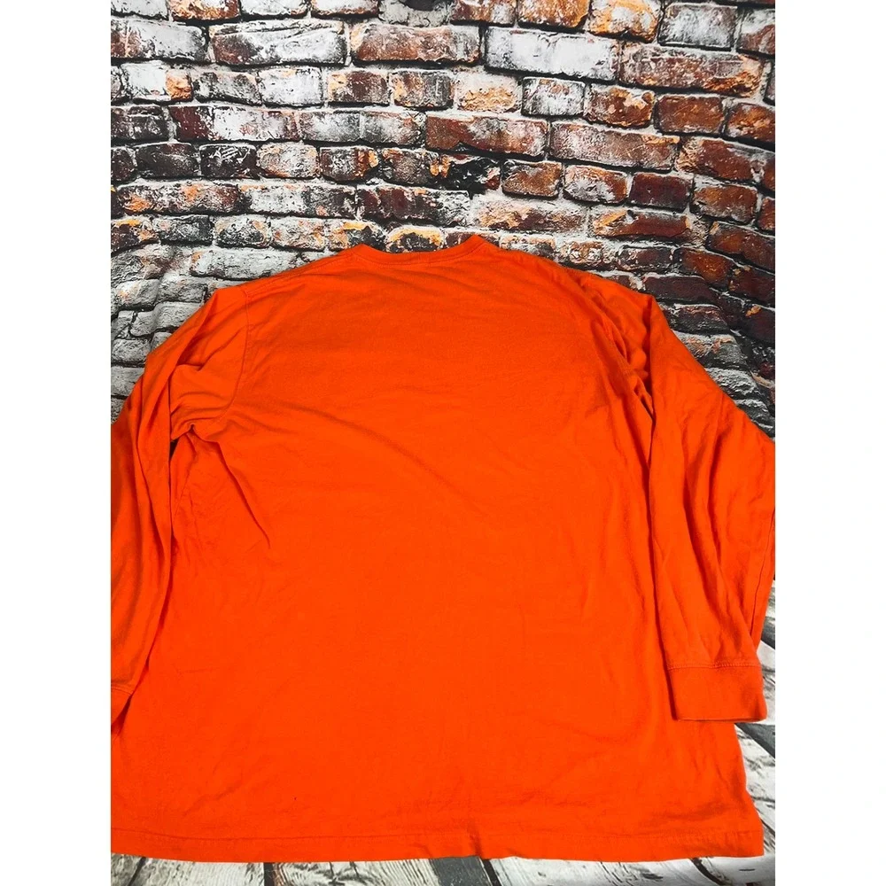 Carhartt Mens Long Sleeve Pocket T-Shirt Orange 2XL Tall Original Fit Cotton